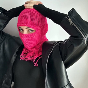 One Hole Knit Beanie Winter Knitted Mask Outdoor Sports Full Face Cover Ski Mask Warm Knitting Balaclava for Adults