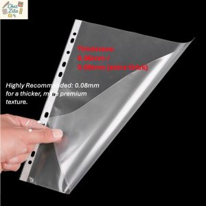 【📣SG Seller】100pcs A4 11-Hole Sheet Protector 0.06mm / 0.08mm Fits 2/3/4 Ring Binders Clear Document Sleeves