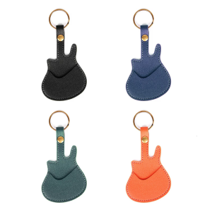Fashion Guitar Pick Organizer Guitar Shape Guitar Pick Storage Bag Guitar Accessory Tool Pocket PU Texture for Picks