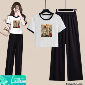 Baju Anak Perempuan 10 12 tahun 1 Set Crop Ringer Plus Celana Forever Country