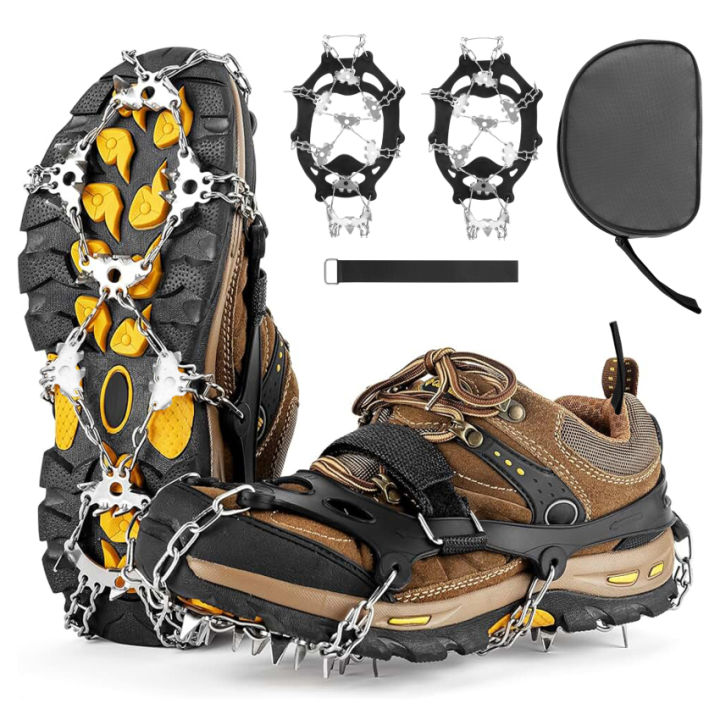 Crampons Ice Cleats For Shoes - 19 Spikes Stainless Steel Anti