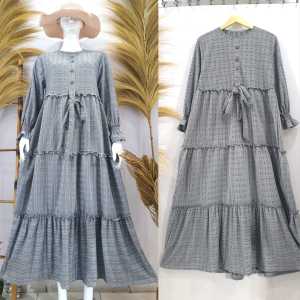 Gamis Jumbo MOTIF KOTAK Printing Corak / Gamis Jumbo Terbaru Lengan Karet Ada Tali Pinggang Ld 110-120
