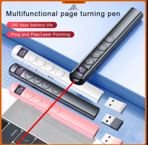 Rechargeable Wireless Presenter Powerpoint Clicker Laser Ppt Remote Control Flip Pen Projector