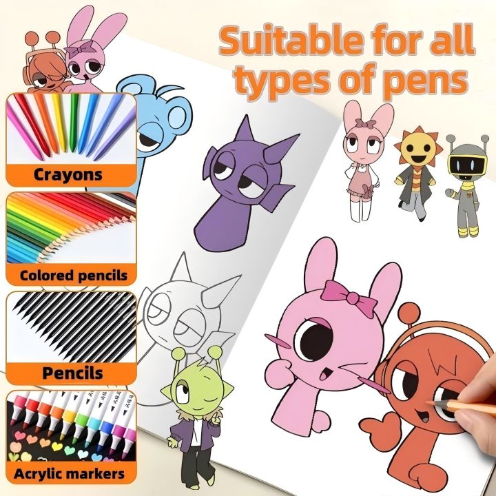 Sprunki Coloring Book, Sprunki Handwriting Book Sketch Book Line ...