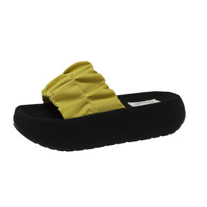 Free Shipping Thick-Soled Sandals For Women New Spring And Summer Styles Perfect With Dresses Casual Pleated Beach Sandals Roman-Style One-Strap Sandals