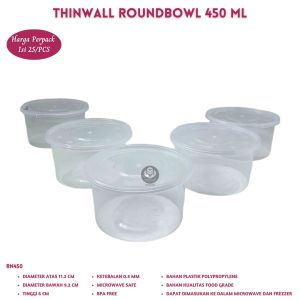 Thinwall Roundbowl 450 Ml Food Container (Isi 25 Pcs / RN450)