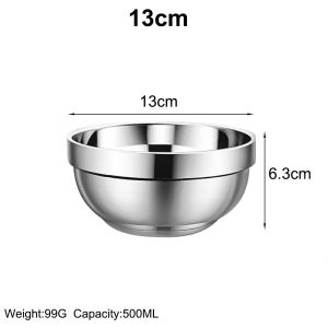 NOBLELUX 304 Stainless Steel Stainless Steel Bowls Thick Durable Double-layer Anti Scalding Bowls Metal Snack Bowl Double-walled Insulated Bowl Kindergarten