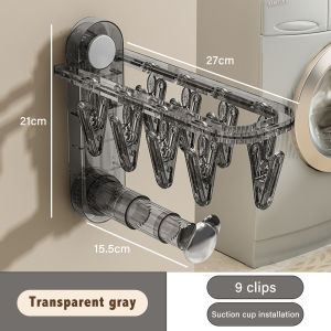 Plastic Clothes Drying Rack Suction Cup Punch-Free Clothes Hanger Folding with Multiple Clips Double Layer Sock Rack for Clothes Underwear Socks Towels