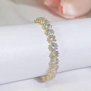 SEQUITO Innovate Design Women Jewelry White Gold Plated Full Pave Setting Round AAA Cubic Zirconia Sparkly Adjustable Evening Party Slider Bangle Bracelet B233