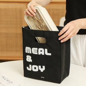 COUPLECOL Dung lượng lớn Túi đựng cơm trưa cách nhiệt Lớp lót bằng giấy nhôm Canvas Túi dã ngoại di động Giữ tươi Dày Túi đựng thực phẩm Công việc