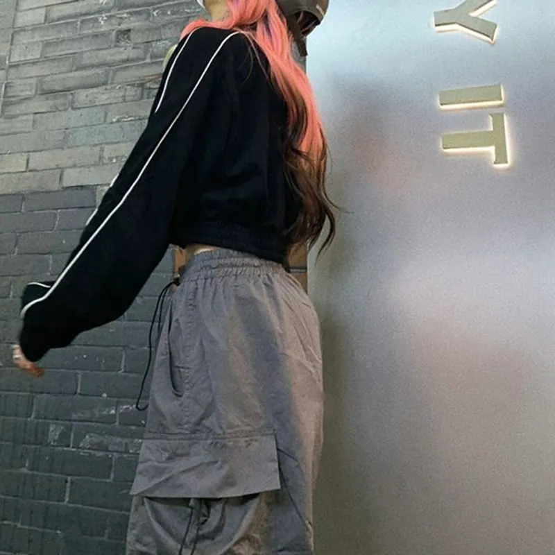 NEW 2023】ST401 S-2XL Women Casual Cargo Long Pants Elastic Loose Straight  Korean Street Style 女款工装裤休闲直筒阔腿裤