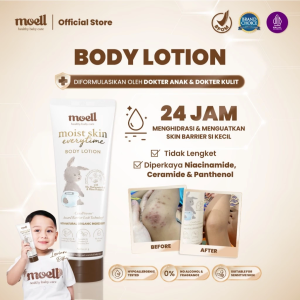 Moell Body Lotion Bayi 185gr - Body Lotion Baby With Organic Avocado Oil & 10x Hyaluronic Acid - Pelembab Kulit Bayi - Natural Organic