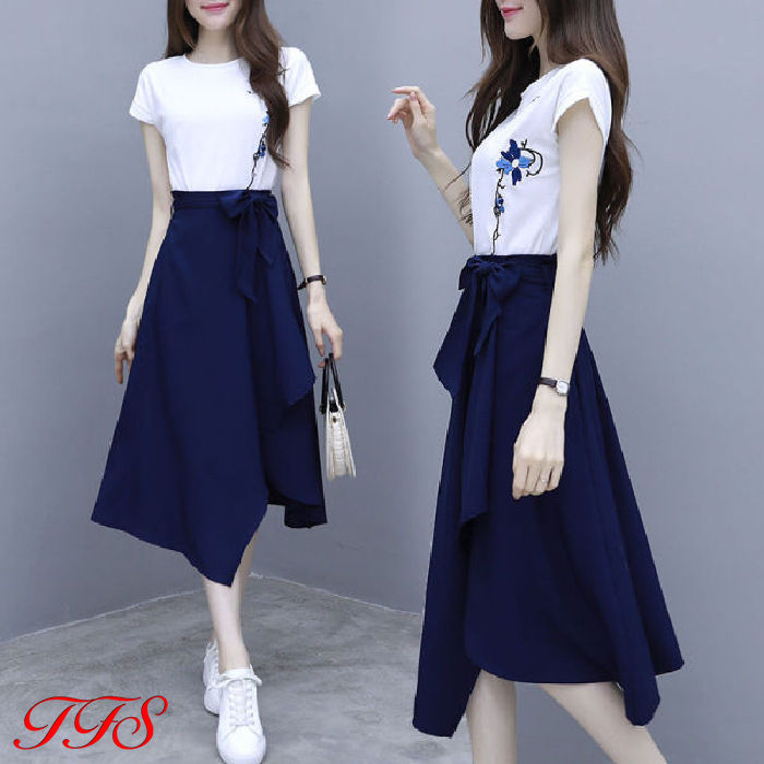 Blue 2024 skirt korean