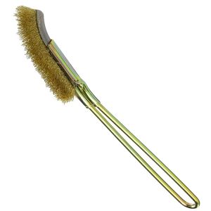 PHYHOO 245mm Curved Head Copper Plated Wire Brush Stainless Steel Hand Brush for Rust Paint Removal Metal Cleaning Polishing