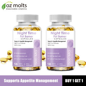 Ozmolts Night Time Fat Burner Soft Gel Slimming Capsule Weight Loss Supplement Appetite Suppression Capsule Sleep Aid Supplements for Women and Men Metabolism Booster 120 Capsules