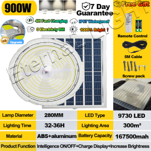 3000W solar ceiling lights with solar panel outdoor waterproof ip67 rechargeable led lights for room at night
