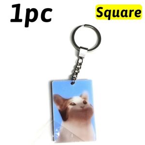 2ชิ้นตลกสร้างสรรค์ Pok ปากแมวสั่นพวงกุญแจแบบไดนามิกพวงกุญแจการ์ตูนส่วนบุคคลอะคริลิคขี้เล่นถุงของขวัญพวงกุญแจพร้อมจี้