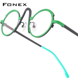 FONEX Titanium Glasses Frame Women 2025 New Fashion Brand Design Retro Vintage Round Eyeglasses Men Ultralight Japanese High-Quality Myopia Optical Prescription Eyewear 85774