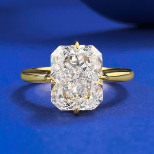 Sparkling 4ct 8x11MM High Carbon Diamond Ring for Womens Wedding and Engagement Rings Jewelry Gift 18K Gold Plated S925 Silver