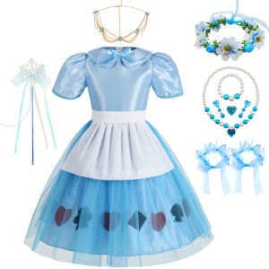 Alice in Wonderland Girls Alice Cosplay Costume Halllween Fantasy Cosplay Outfits Kids Luxury Princess Fairy Role Playing Sets