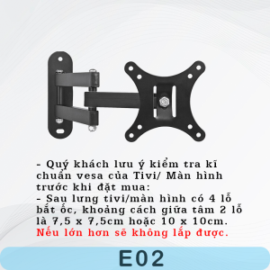 E02 Erogtek – Giá treo màn hình máy tính/Tivi - Xoay đa năng/ trái-phải 180độ – Gắn tường  [14 - 32 inch] Rẻ hơn P4