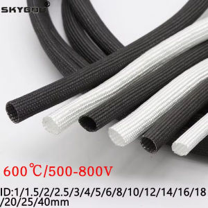 1M ID 1mm ~ 40 mm Braided Fiberglass Sleeve 600 Deg.C High Temperature Chemical Glass Fiber Tube Fiberglass Sleeving
