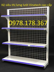 Kệ siêu thị lưng lưới Vinatech cao cấp - Dài 90cm x Cao 150cm x 4 tầng
