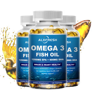 Alxfresh Omega-3 Fish Oil Capsules Supplement Rich In DHA EPA For Anti-aging Skin Eyes Heart Brain Health Support Immune System