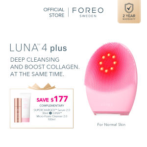 FOREO LUNA 4 Plus Facial Cleansing Brush - Near Infrared Light + LED Red Light Deep Thermo Cleansing Facial | Anti Aging Microcurrent Facial Device