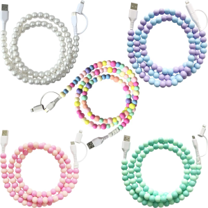 Phone Cable with Color Beads Designing 1m Fast Charging & Sync Data Transfer For Multiple Devices