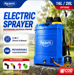 REAIM 20L Knapsack Sprayer Rechargeable Electric & Manual 2-in-1 Agriculture Garden Spray Pump Automatic Sprayer with 4 Nozzles