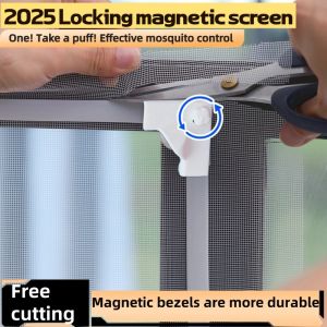 DIY Magnetic Mosquito Screen Mosquito Net Washable Invisible Anti-mosquito Magnetic Fiberglass Mesh with Full Frame Magnetic Strip