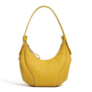 BeeGreen Women Real Leather Commuter Shoulder Bag Elegant Underarm Bag Fashion Moon Bag Versatile Sling Bag