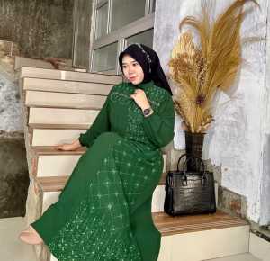 Gamis Tsabina. Gamis Mute Swarovsky. Cringkle Motif//Gamis Tsabina Set HIJAB Gamis Mute Swarovsky Cringkle Kombinasi Motif