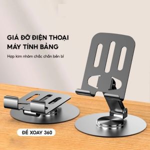 Giá đỡ điện thoại máy tính bảng hợp kim nhôm xoay 360 kệ xem phim livestream