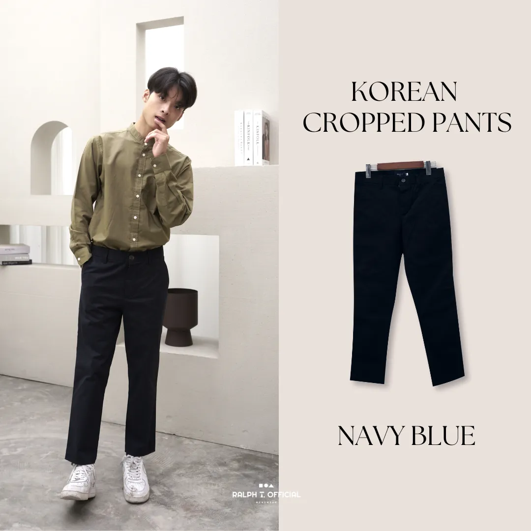 RALPH T OFFICIAL กางเกงขาเต่อ 5 ส่วน ชิโน่ยืดนุ่ม ทรงเกาหลี KOREAN ANKLE PANTS กางเกงขายาว ผู้ชาย สแล็ค สีขาว สีกรม สีเบจ สีดำ