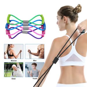 8 Type yoga elastic stretch band rope gym fitness sport rubber loop pull rope exercise tension belt