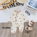 Bộ Dài Tay Sơ Sinh Minium Baby Tăm Lạnh Co Giãn Mềm Mại Thoải Mái Cho Em Bé 3-9kg. 