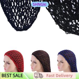 SHNGki Womens Mesh Hair Net Crochet Cap Solid Color Snood Sleeping Night Cover Turban