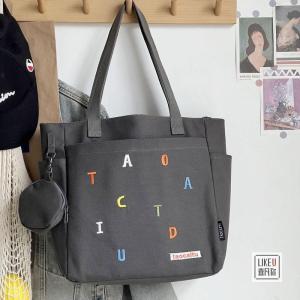 FASHION ACE🔥 Student Classroom Handbag Letter Pattern Canvas Bag Multi functional Portable Durable Handbag Commuting Canvas Bag Thickened and Sturdy (Four Colors) 23111401