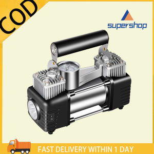 Heavy Duty 12V Dual Cylinder Car Air Pump Portable Electric Tire & Tyre Inflator for Roadside Emergency Inflation