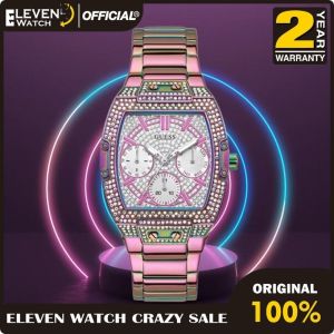 [Promo] jam tangan wanita Guess GW0104L4 Raven Iridescent Rhinestone Multifunction Stainless Steel Strap Original Garansi 2 Tahun [✔COD][100% Authentic] [COD]