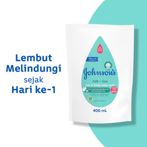JOHNSONS Milk + Rice Hair & Body Baby Bath Refill 2in1 400ml