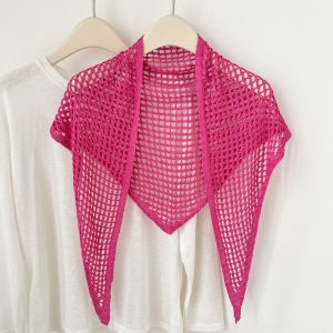 XFZHG Solid Color Triangular Shawl Y2K Bohemian Knitted Hollow Out Scarf Elegant Headband Bandana Women