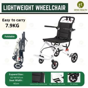 7.9KG Foldable Wheelchair With Footrest Armrest Ultra Lightweight Travel Outdoor Portable Wheel Chair Kerusi Roda Ringan