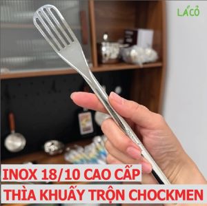 Thìa inox Chockmen Đức cao cấp xẻng lật đảo đồ ăn đa năng Inox 18/10 thìa muỗng cán dài khuấy trộn sinh tố làm bánh 25cm