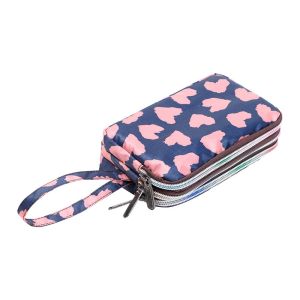 ANANAA Practical Larger Capacity Key Three-layer Long Wallet Coin Purse Print Canvas Bag Female Handbag
