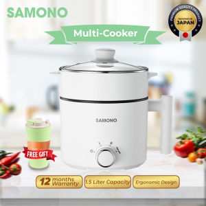 SAMONO Electric Cooking Pot 1.5L | Small Rice Cooker w/ Steamer | 150W–600W Non-Stick Pot SW-DG04S