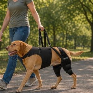DJDK Adjustable Dog Knee Brace Anti-Licking Breathable Pet Leg Support Pet Care Accessory Comfortable Fit Dog Support Sling Wound Protection