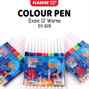 Flashee 12warna Spidol MINI EXSIS 828-12 / 1Set Color pen Mini EXSIS 12 warna